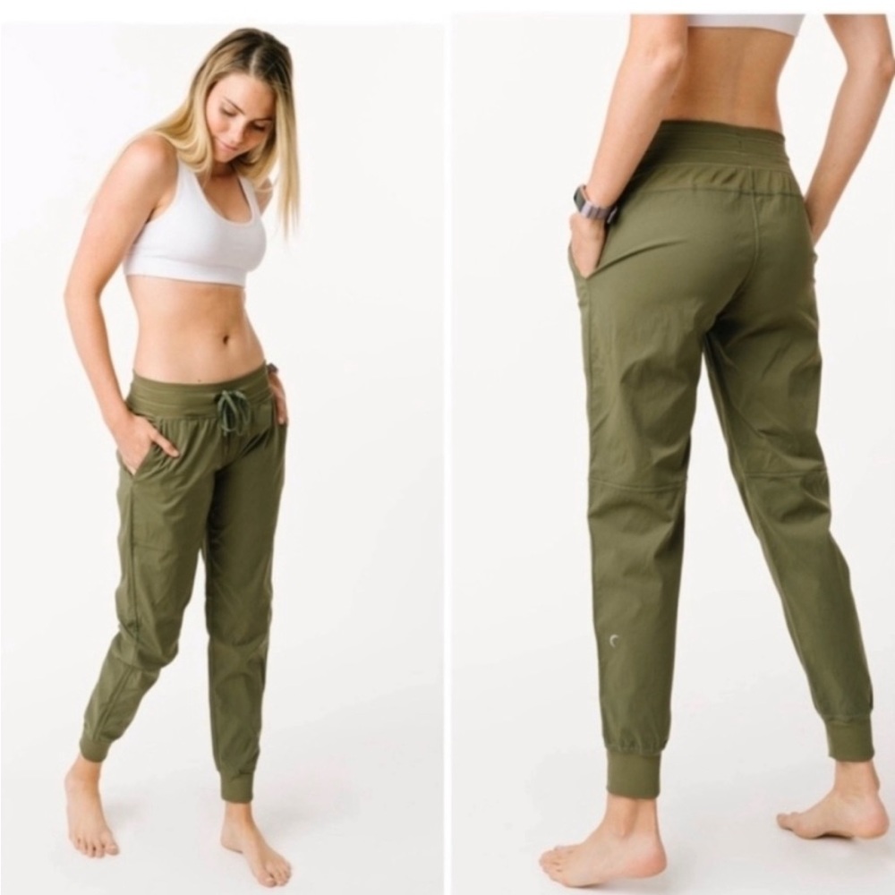 Zyia Trail Joggers Olive Stripe Drawstring Waist XL